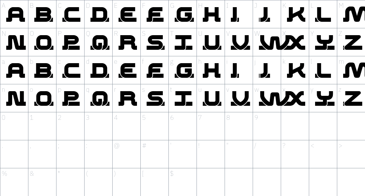 Worm font Character Map