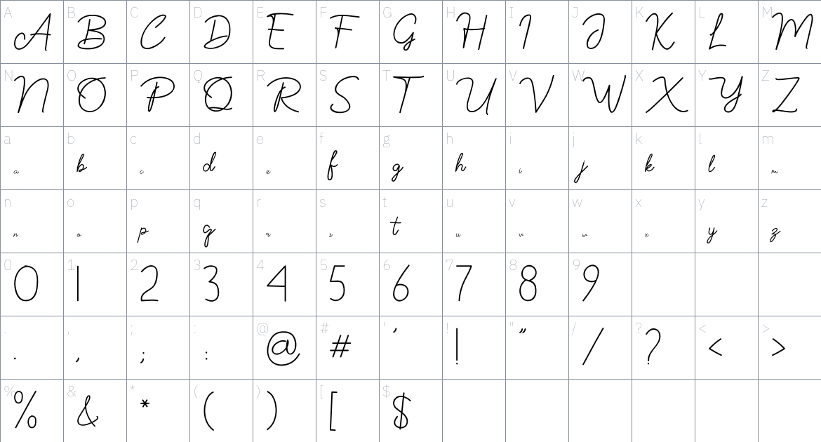 Roulleta font Character Map