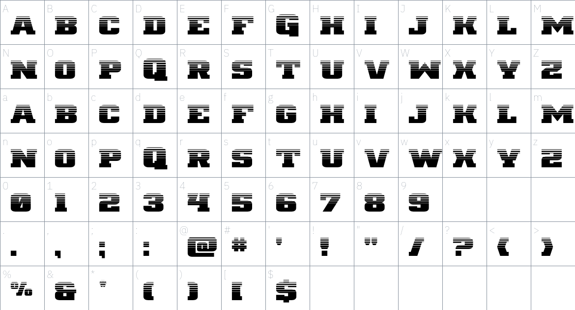 Drover font Character Map