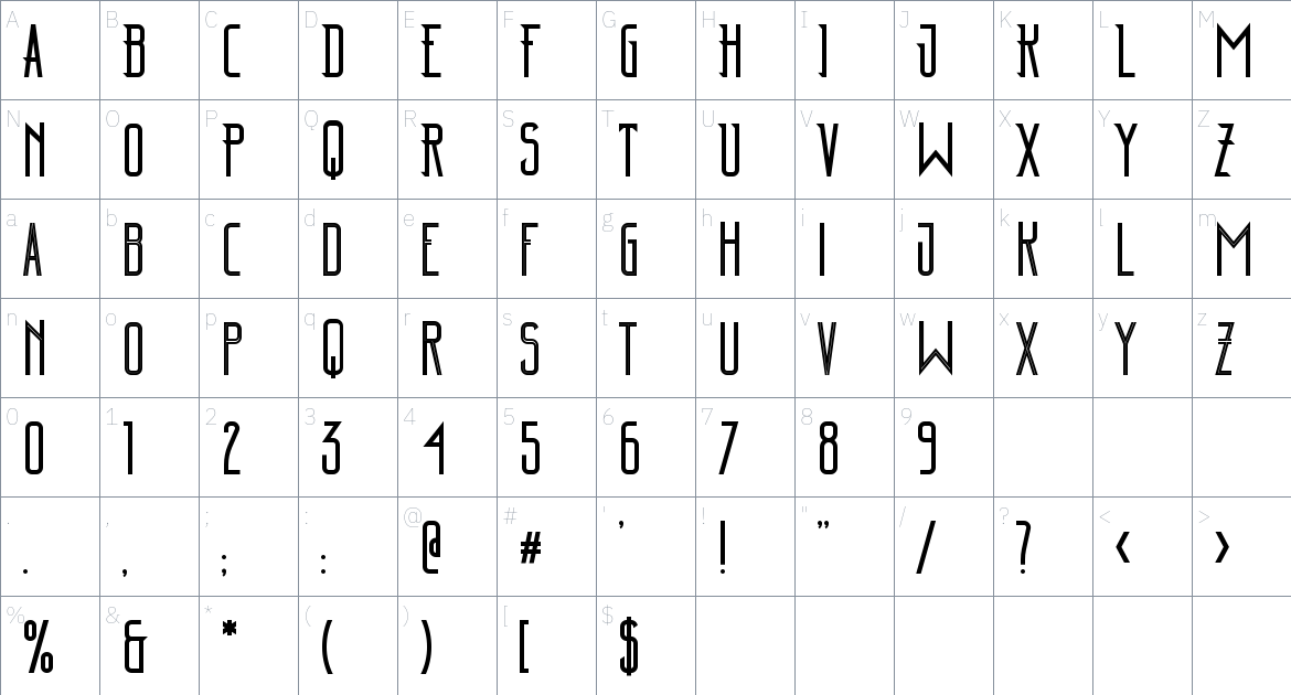 Burges Font font Character Map