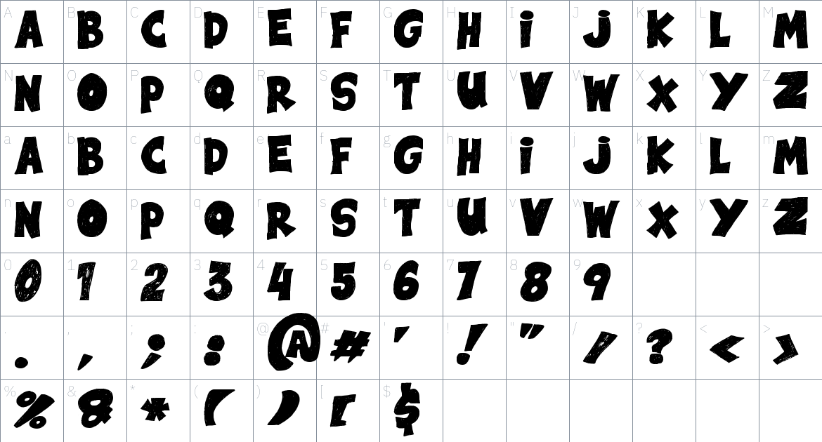 Black Note font Character Map