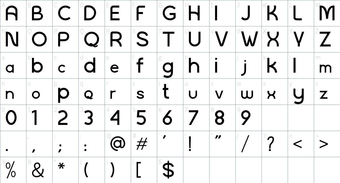 Alkia font Character Map