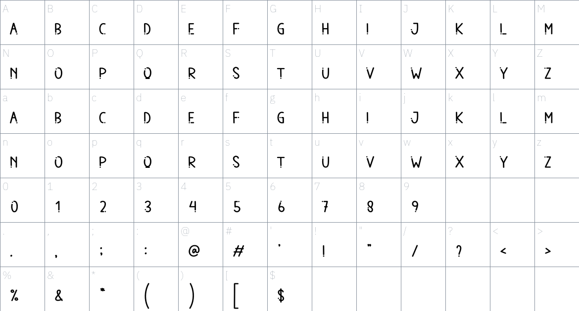 Dot Line font Character Map