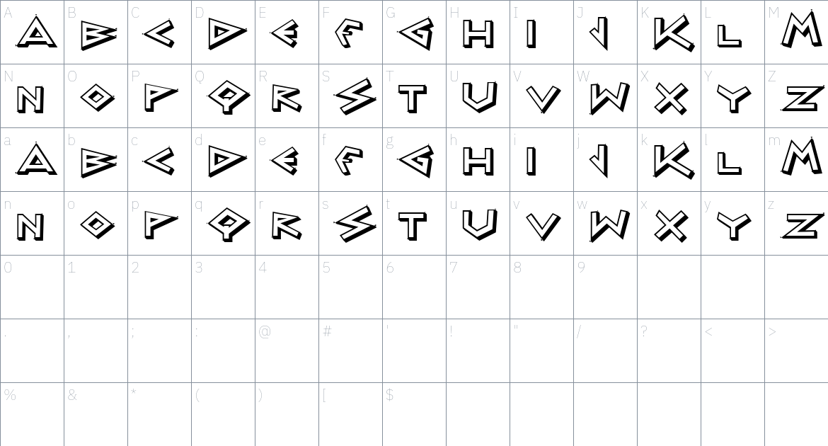 Greek God font Character Map