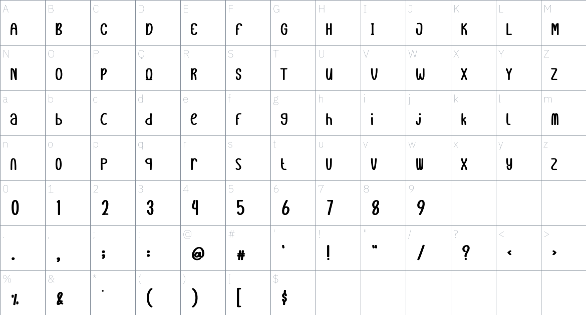 Green Leaf font Character Map