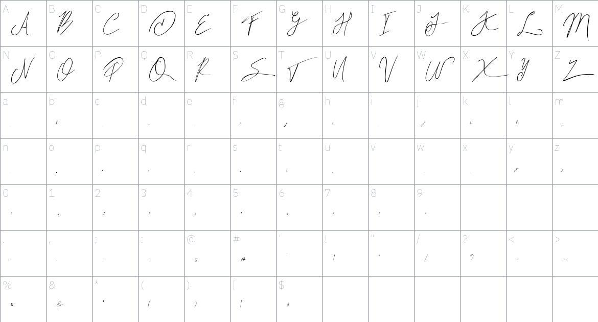 Rngston Haneul font Character Map