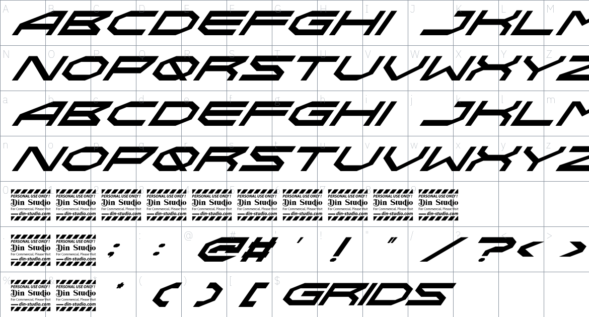 Grids font Character Map