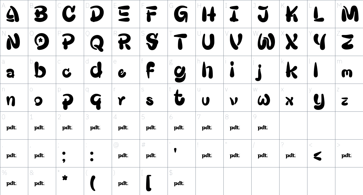 Maengame font Character Map