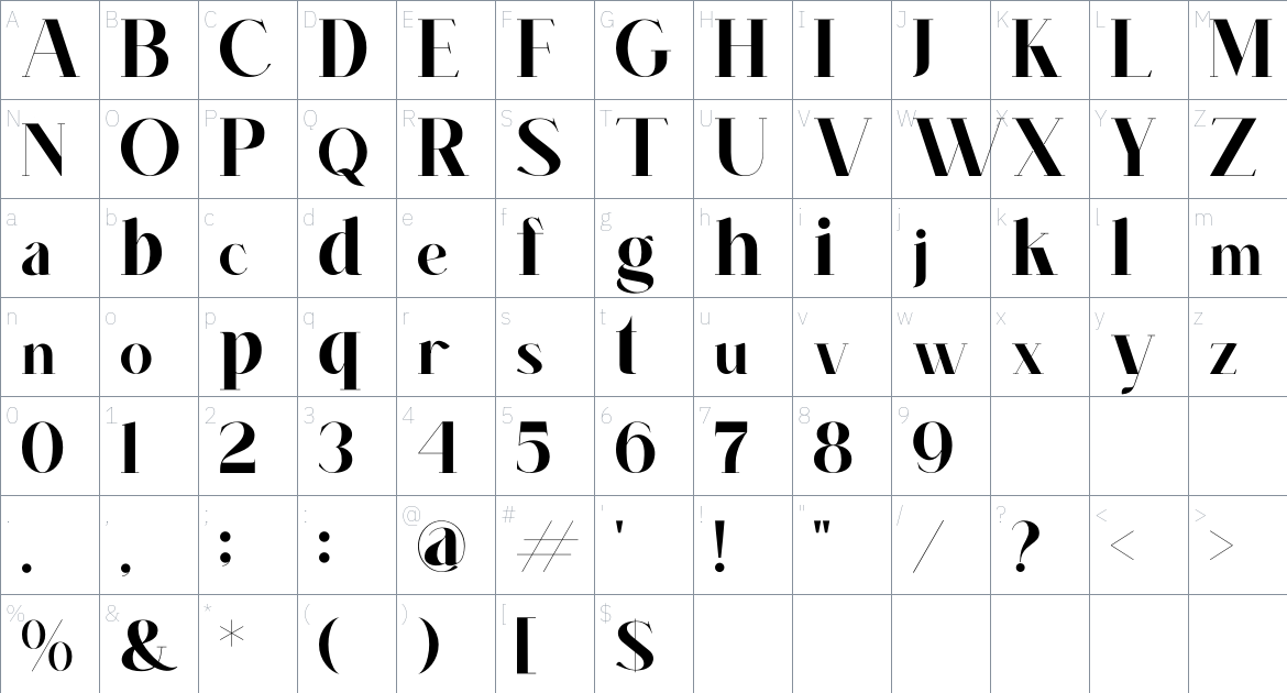 Maglin font Character Map