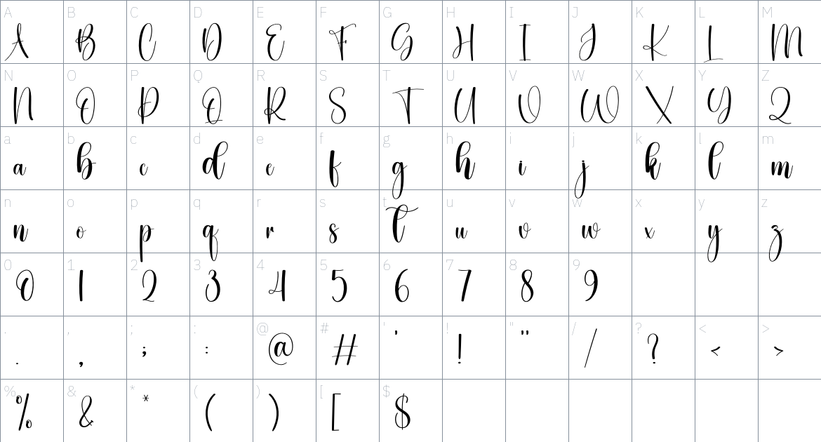 Hey Magnolia font Character Map