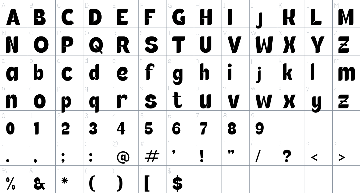 Saklifie font Character Map