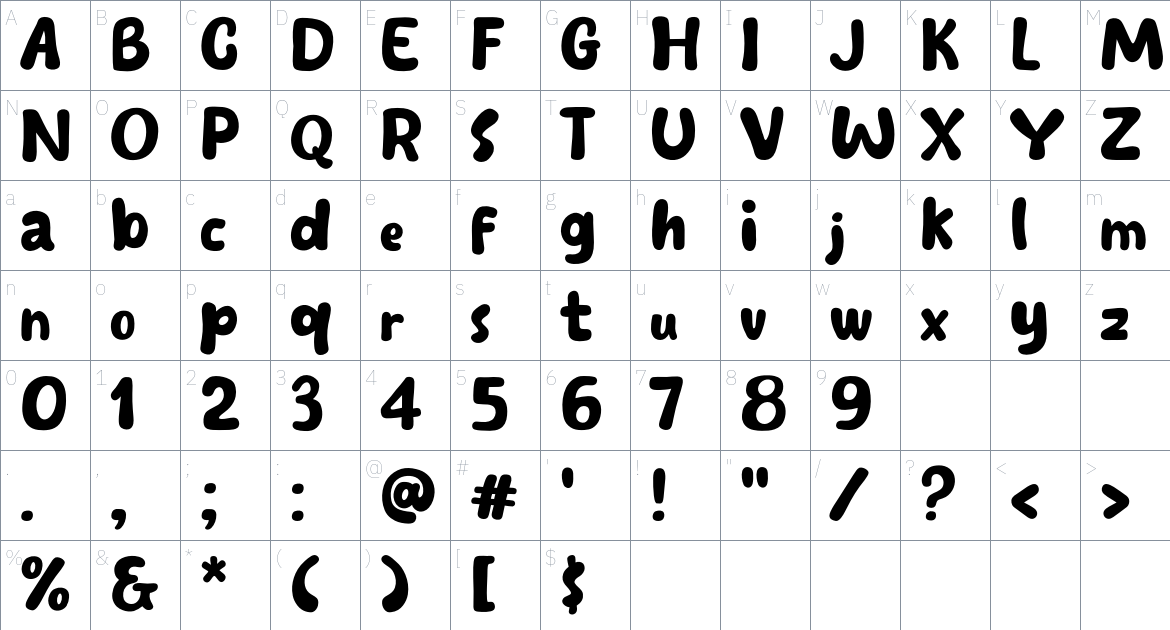 Next Bro font Character Map