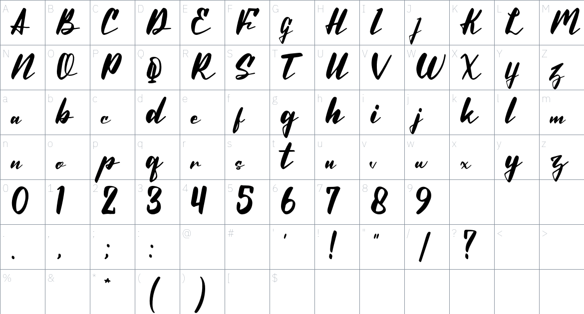 Beastiny Font font Character Map