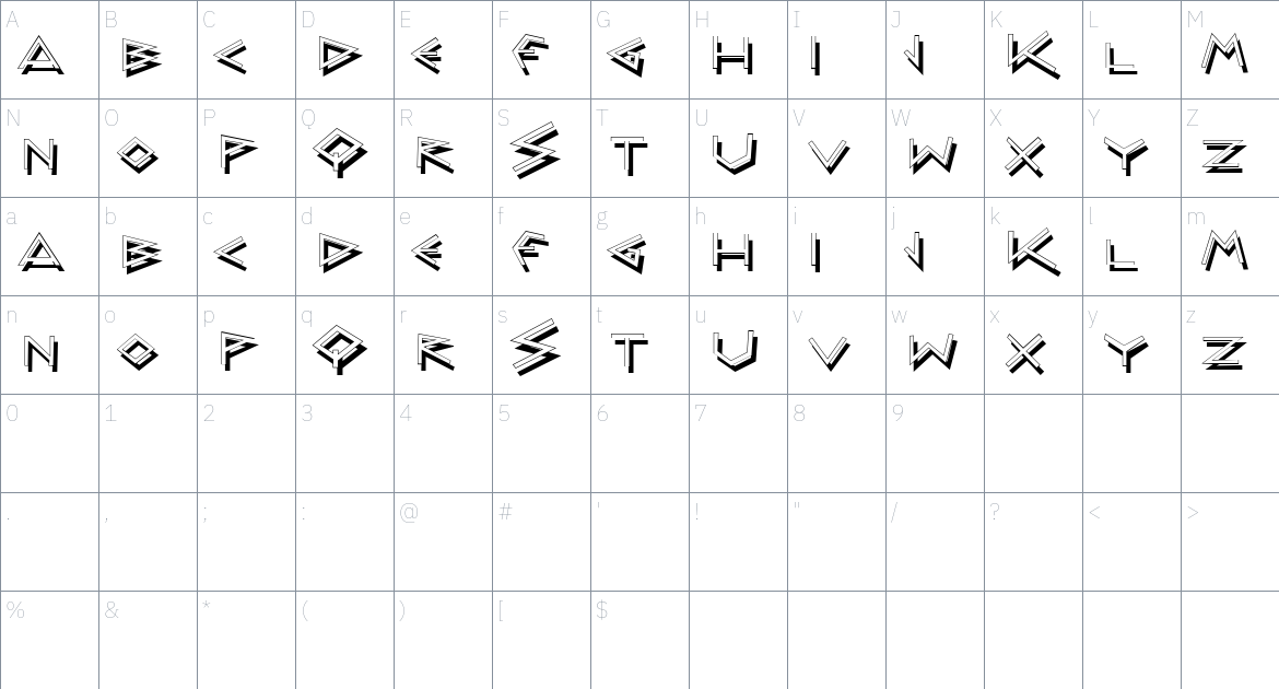 Disaster font Character Map