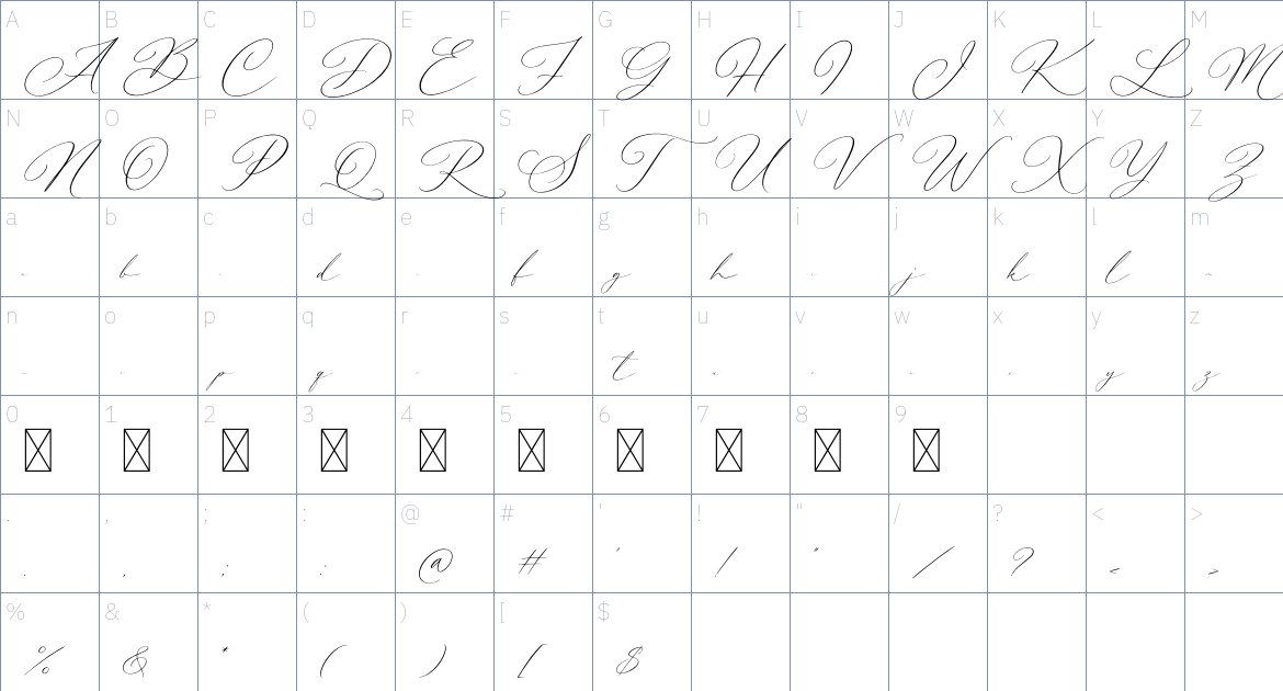 La Belle Font font Character Map