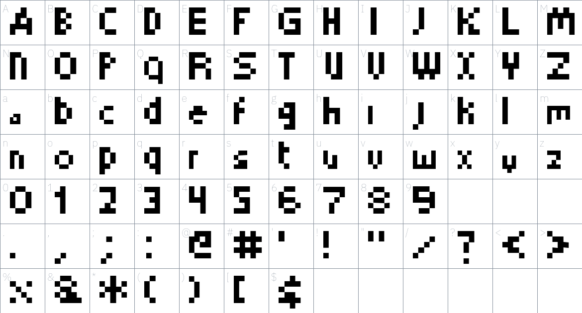 The Ultimate Pixel Font font Character Map