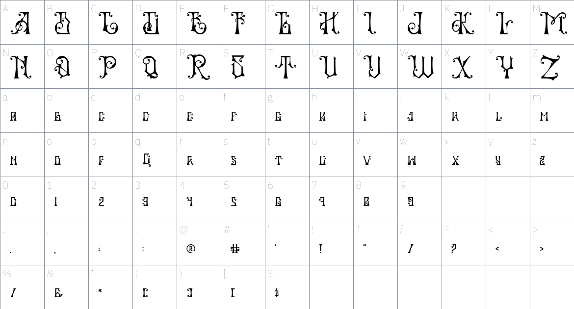 Asktime font Character Map