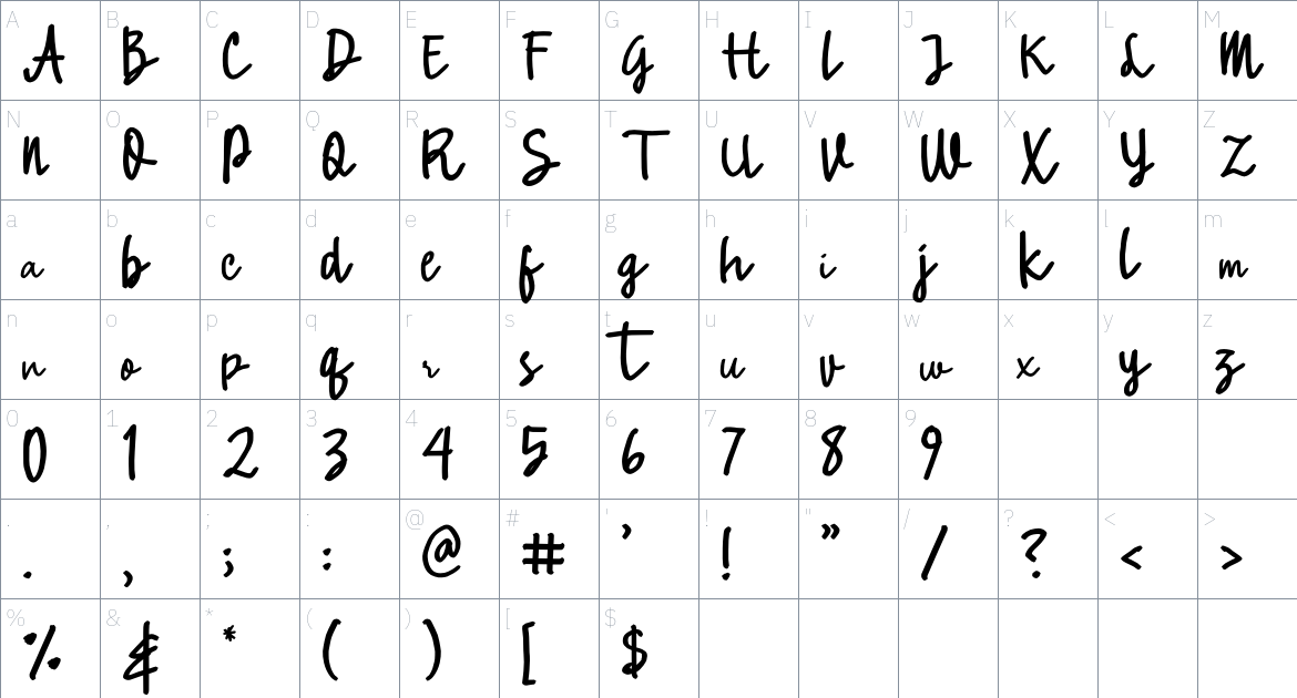 Sun Stamford font Character Map