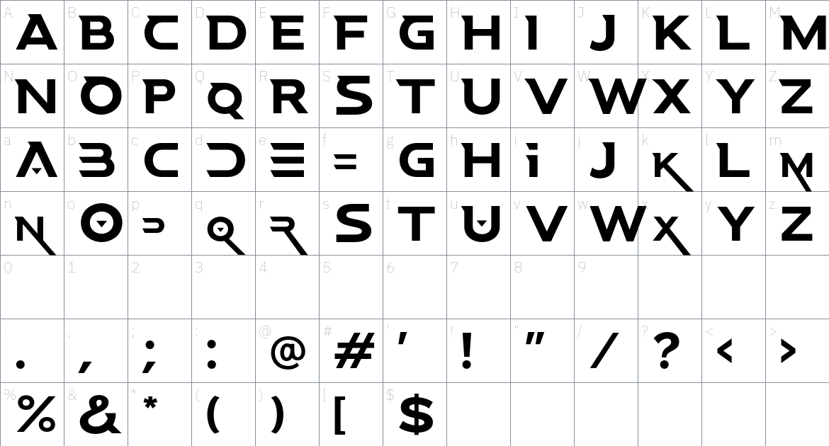 Space Boards Font font Character Map