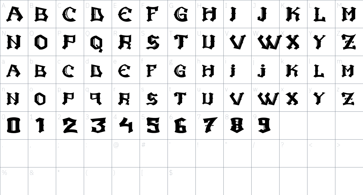 Sonicfair font Character Map