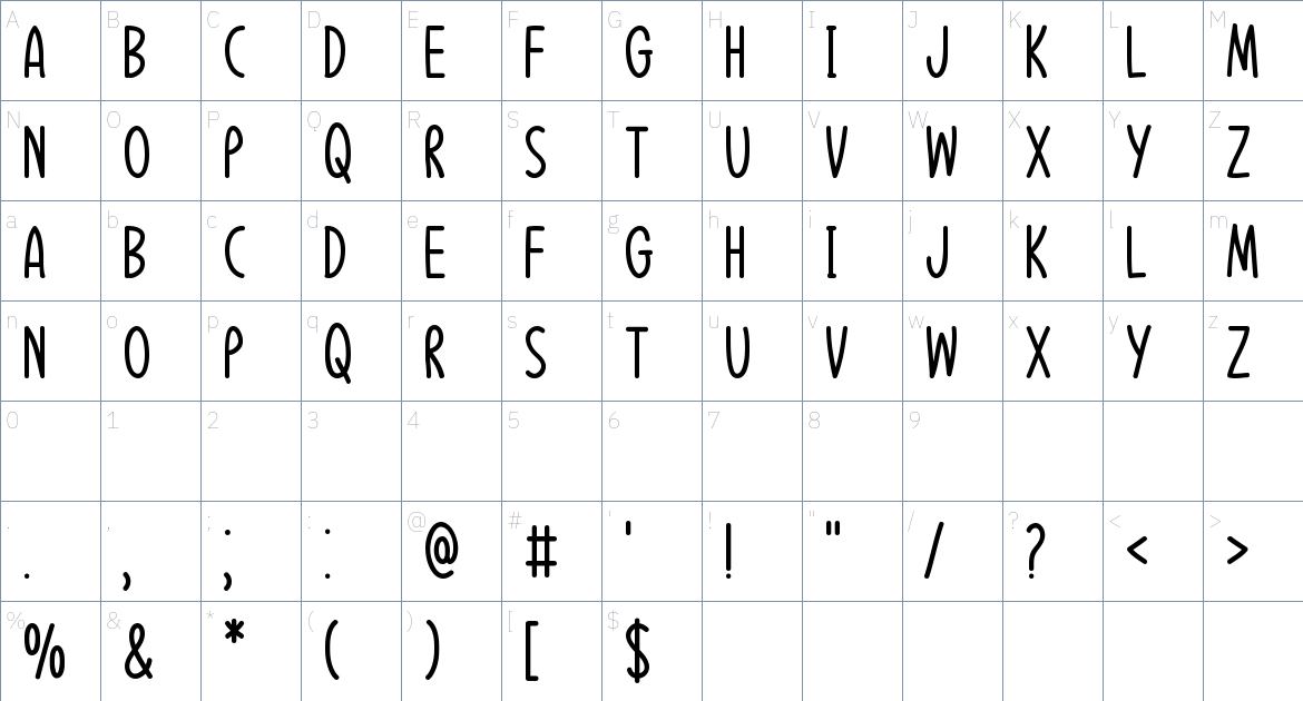 Emotional Expression font Character Map