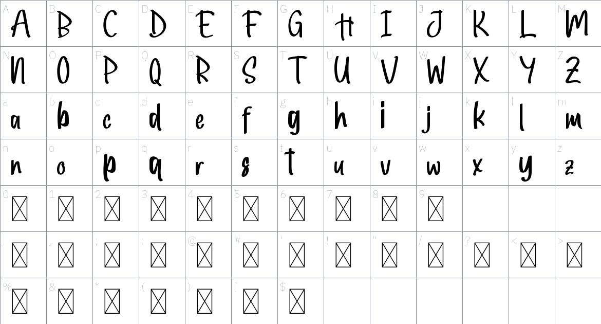 Ares Mitchell font Character Map