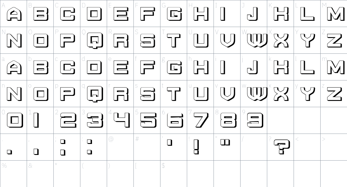 Cloud font Character Map