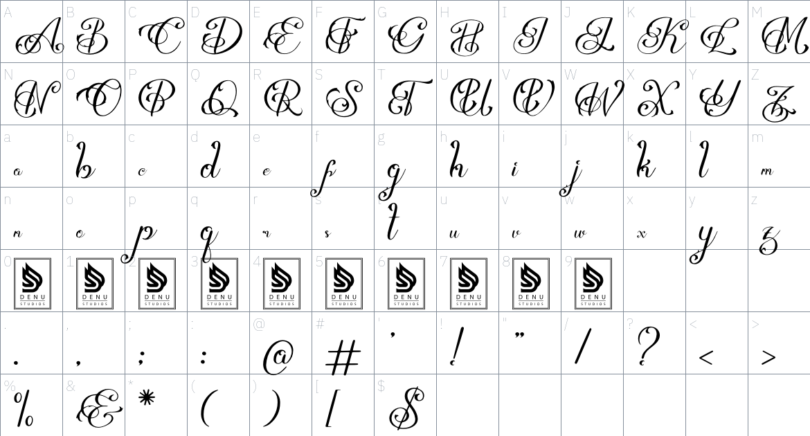 Shatoryu font Character Map