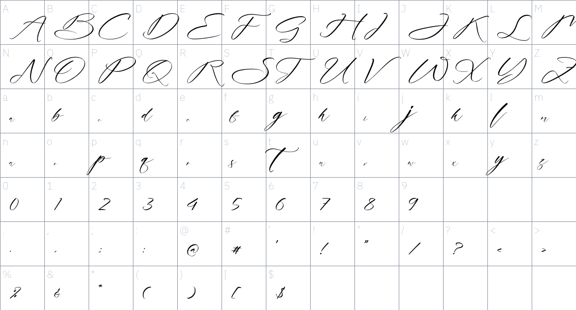 Flomeshine Brigters font Character Map