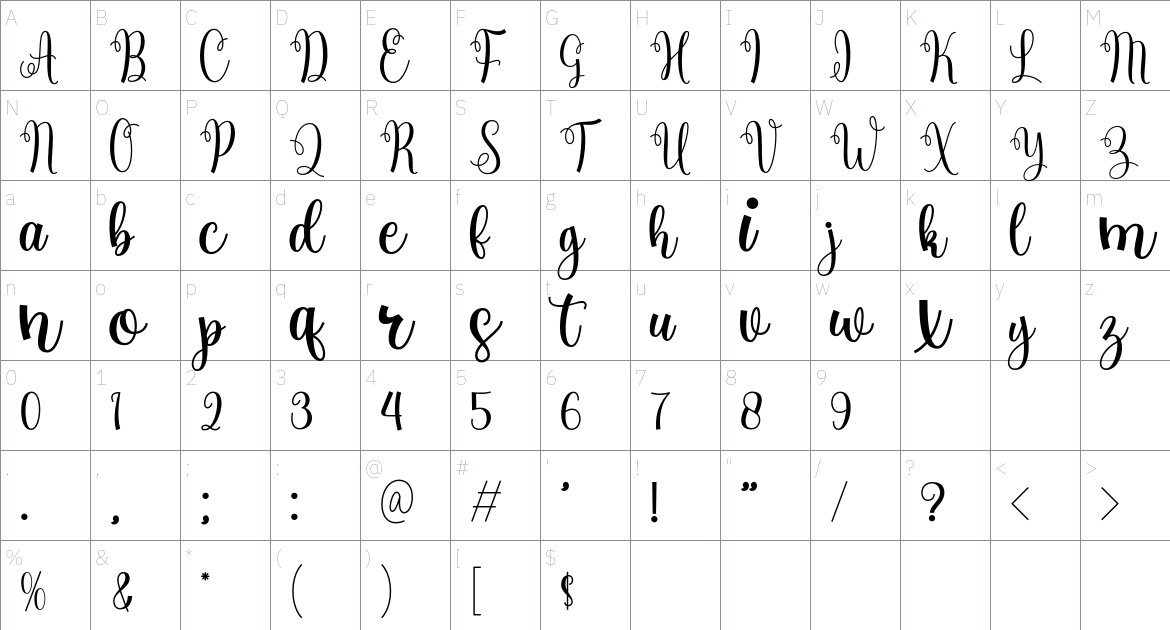 Moonchrist Holidays Font font Character Map