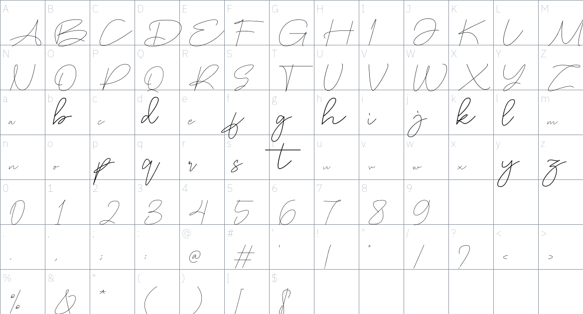 Banirmet font Character Map