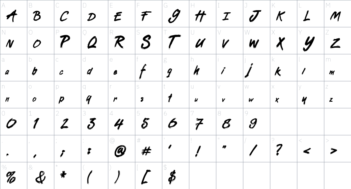 Boomboyah font Character Map