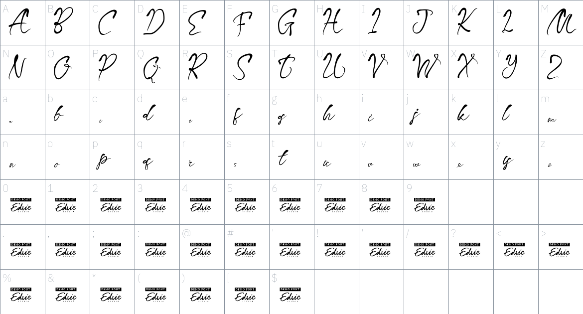 StephCarlySansSerifD font Character Map