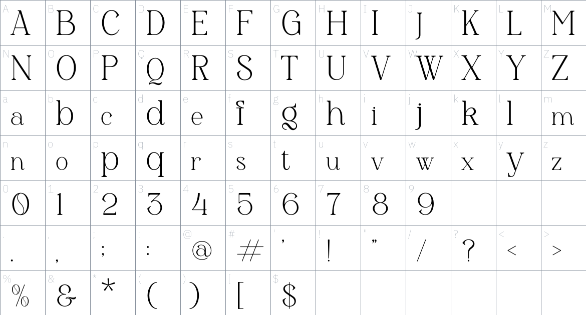 DOMEEN font Character Map