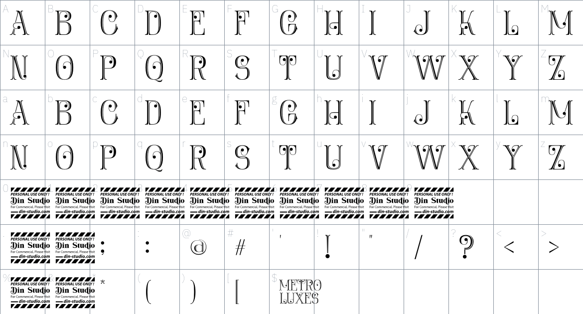 Metro Luxes font Character Map