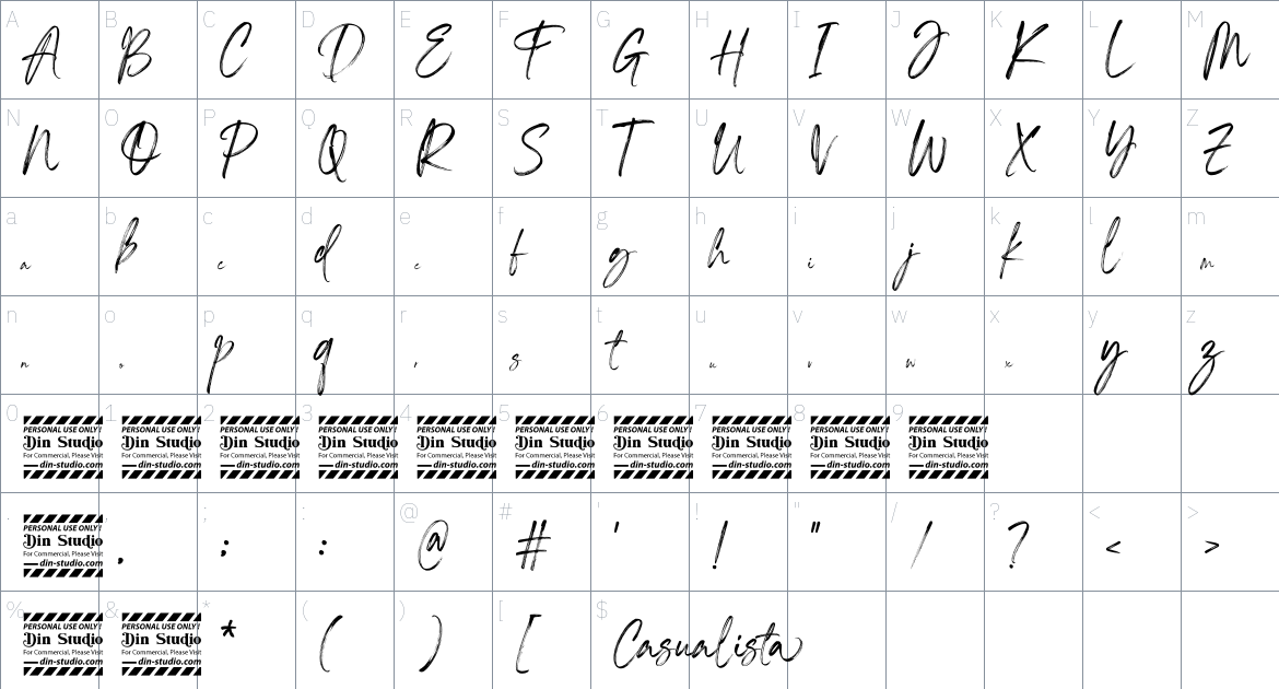 Casulista font Character Map