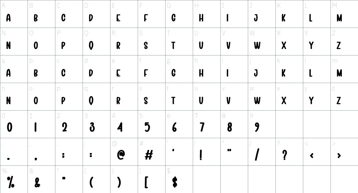 Minimalist Farmhouse font Character Map