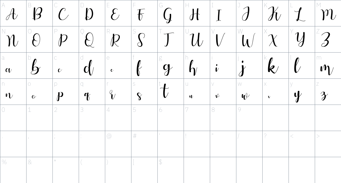 Autery Font font Character Map