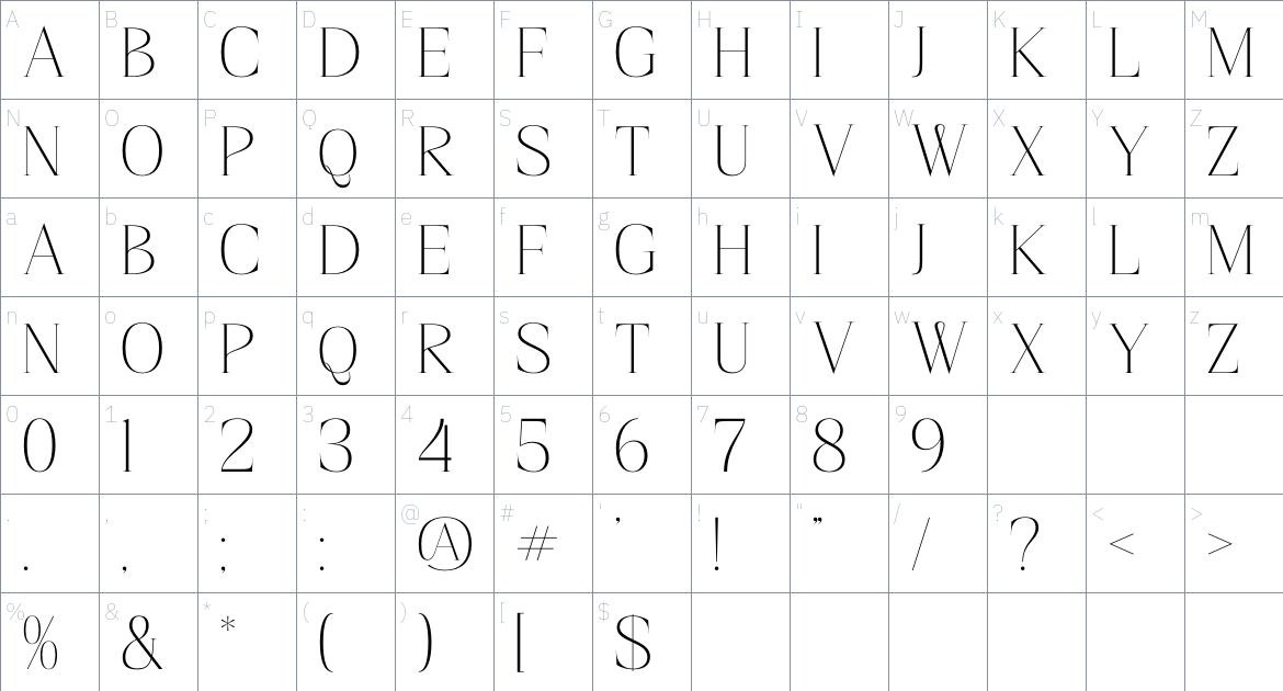 Magisse font Character Map