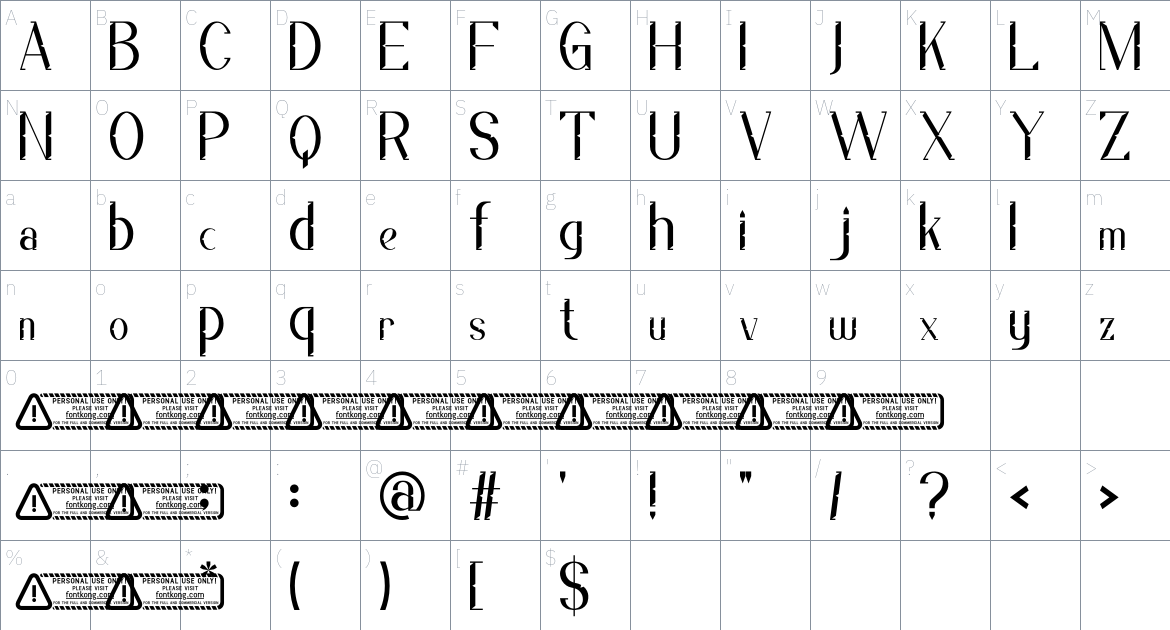 Flowzar font Character Map