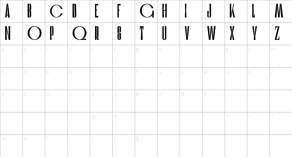 Nowator Font font Character Map