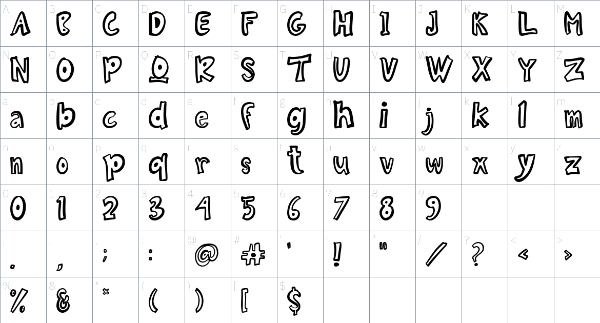 Heinzo font Character Map