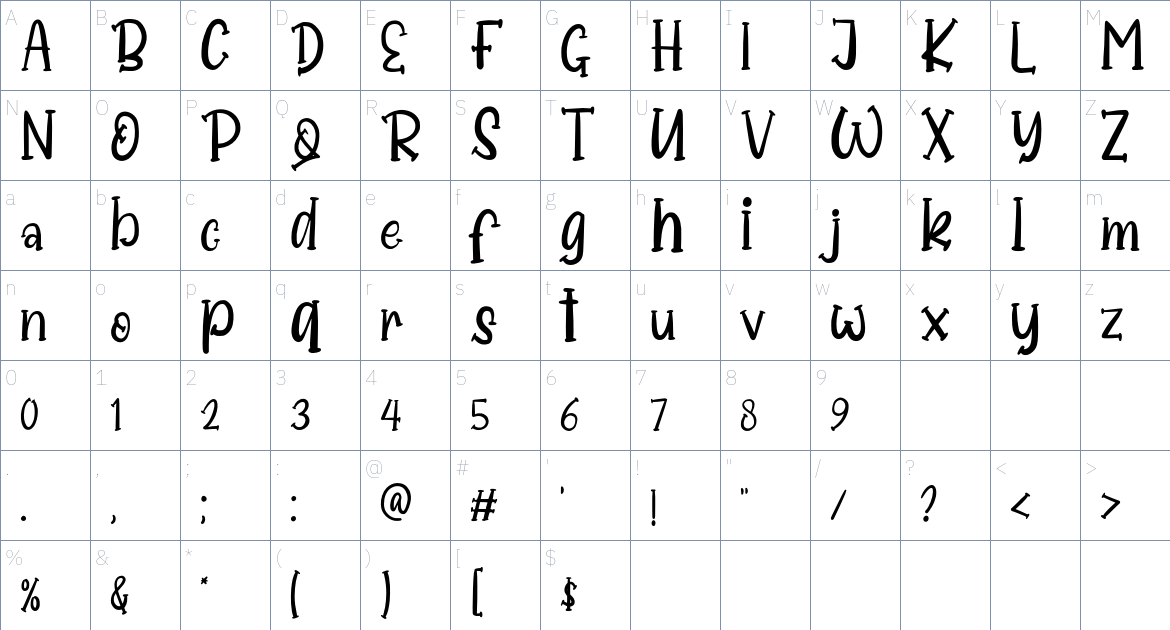 Skyzone Font font Character Map