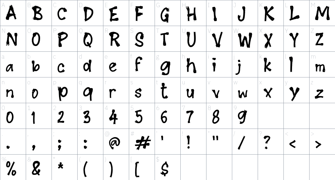 i Iruse font Character Map