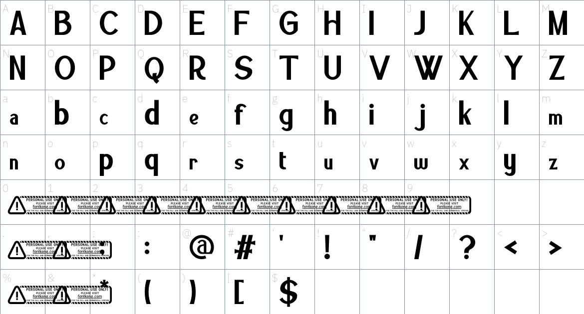 Brohyped font Character Map