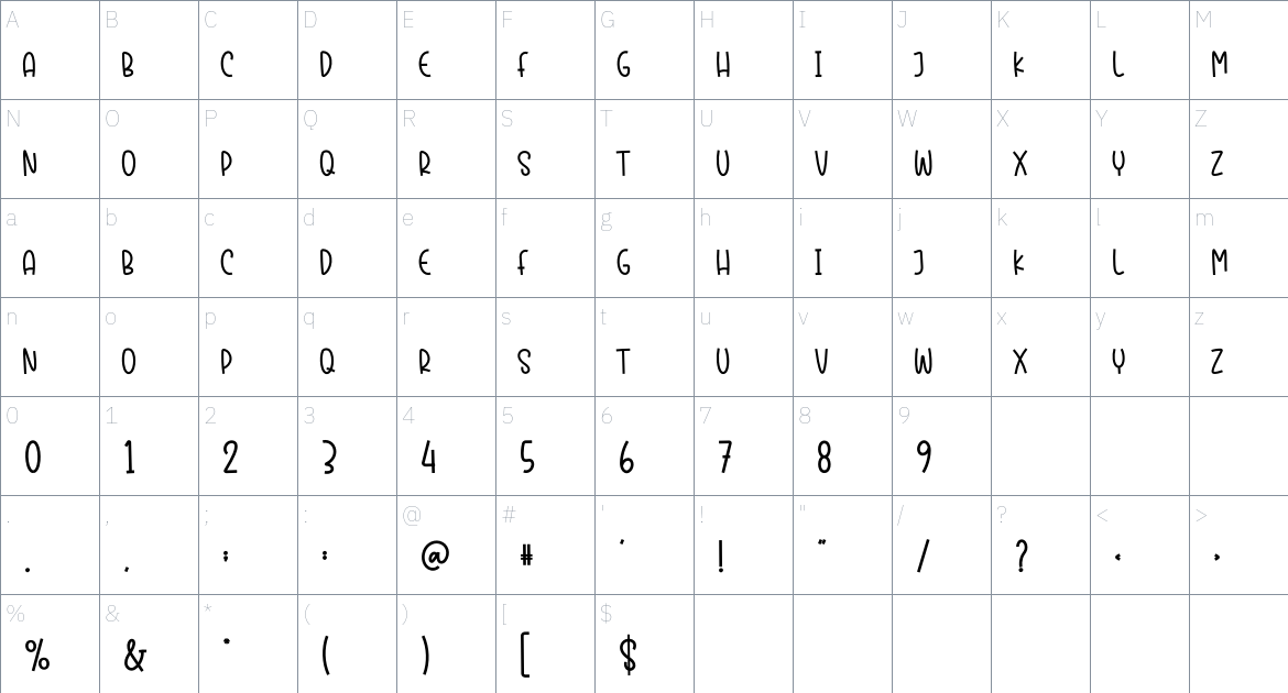 Christmas Notes font Character Map