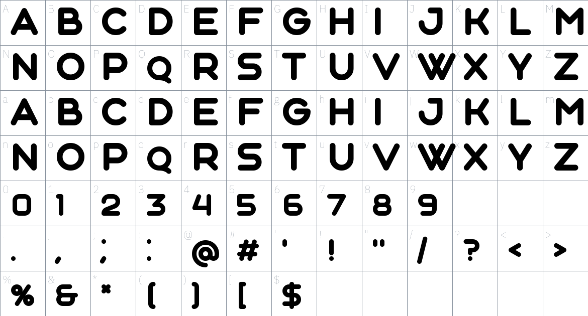 Aqum Font font Character Map