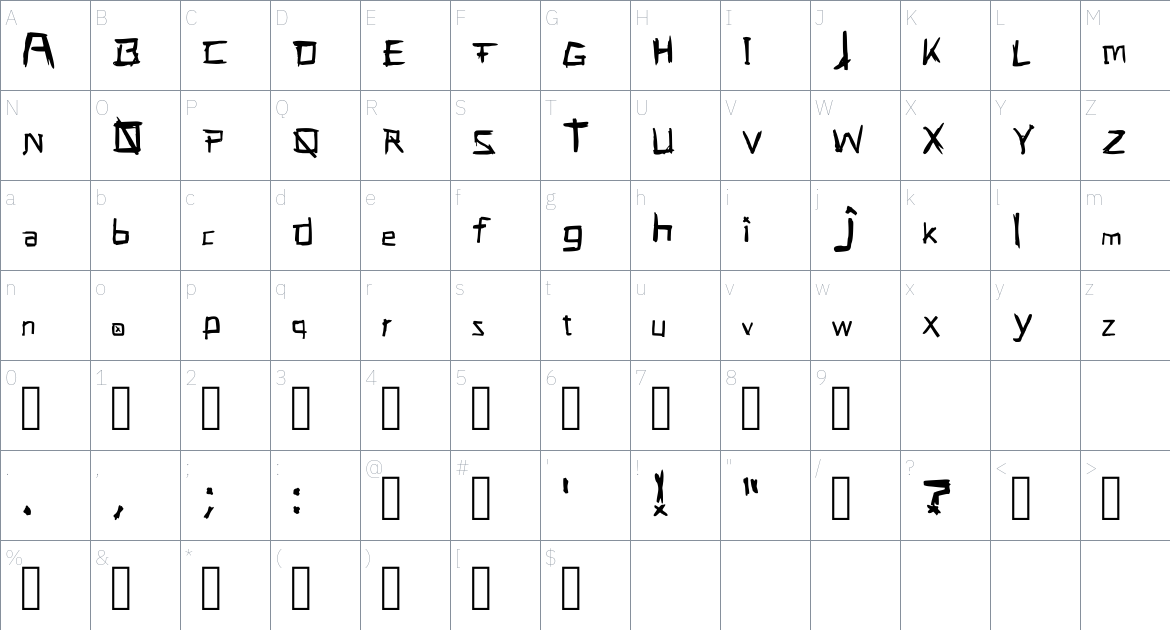 Trasher XV Font font Character Map