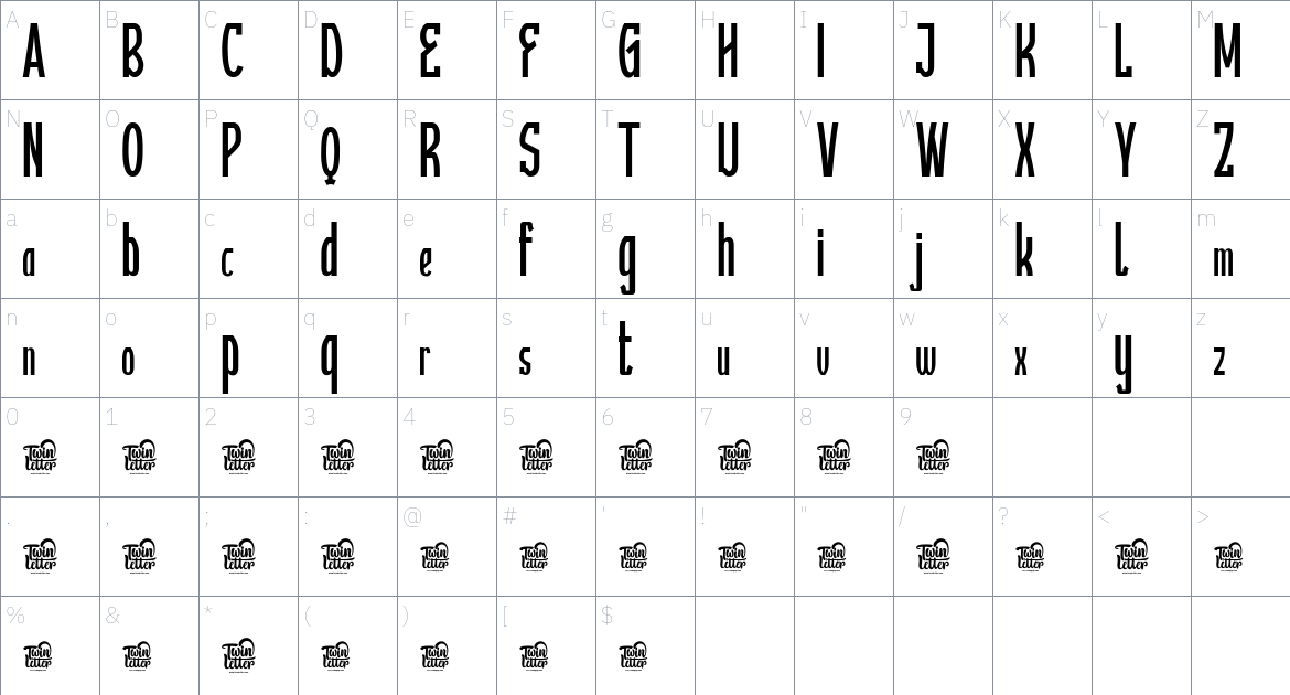 Aillek font Character Map