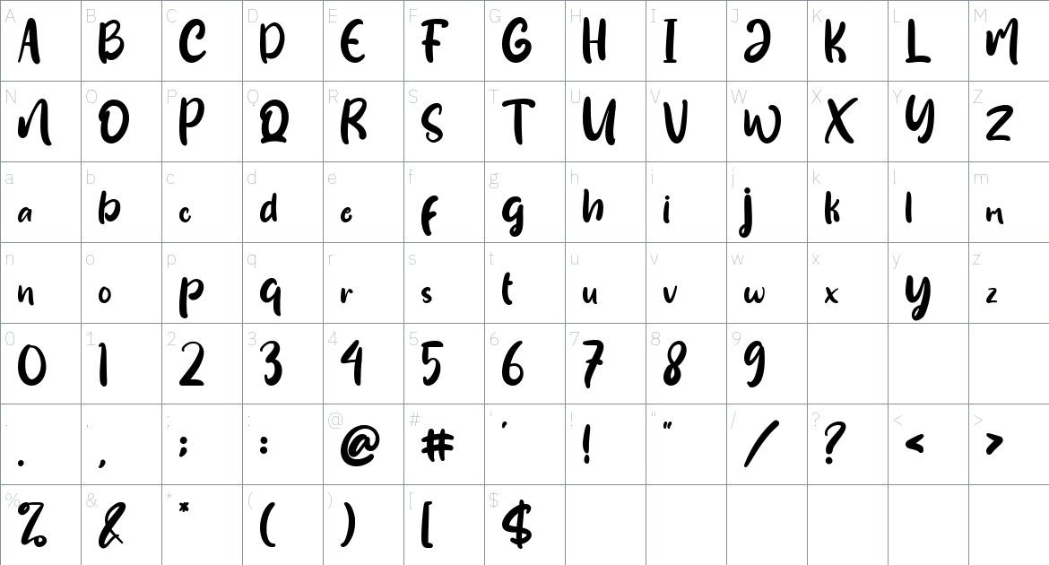 Susanow font Character Map